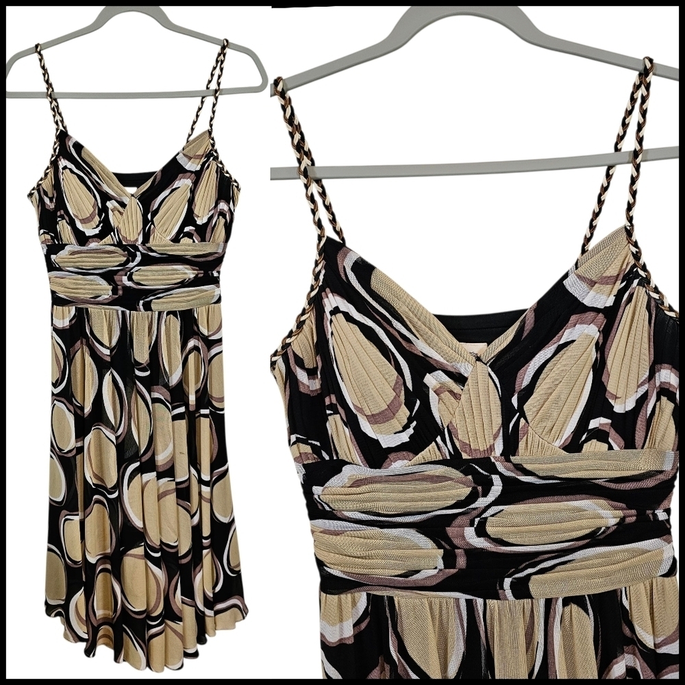 Sangria Y2K Babydoll Mesh Overlay Braided Straps Polkadot Flowy Dress